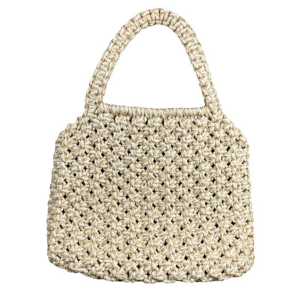 VTG 70’s Macrame’ Handmade Large Handbag Purse with Hand-Sewn Lining & Zippers